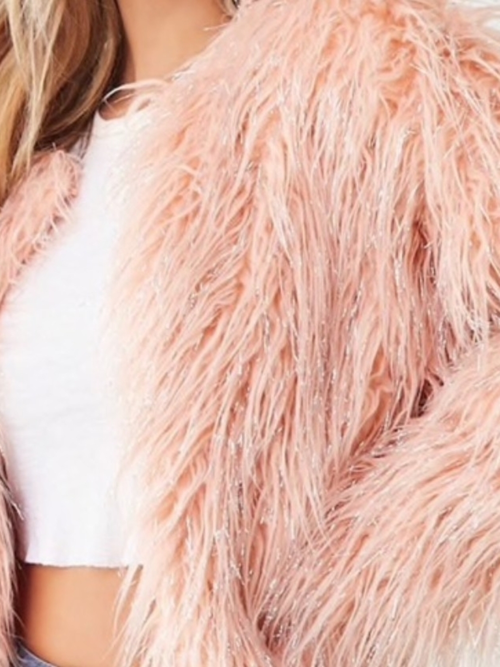 Forever 21 Pink Shaggy Faux Fur Jacket Size M